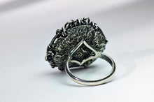 Load image into Gallery viewer, Chalcedony Statement Ring OOAK Wire Wrap Mandala Silver Circle Mandala Weaving - Size 10.5
